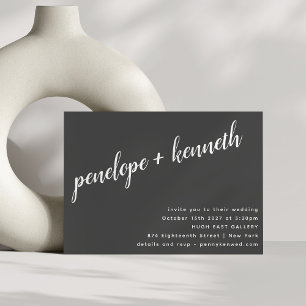 Invitation Noms de script minimaliste noir blanc Mariage mode