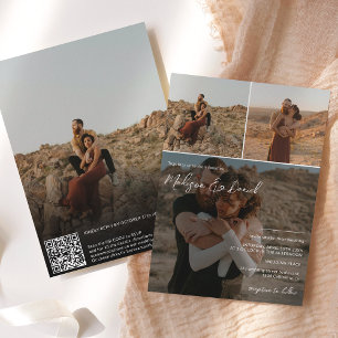 Invitation Noms de script modernes 4 photos code qr mariage