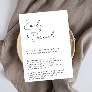 Invitation Noms de scripts simples pour un mariage intime à l
