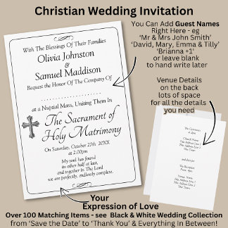 Invitation Noms des invités, Noir & Blanc avec défilement inf