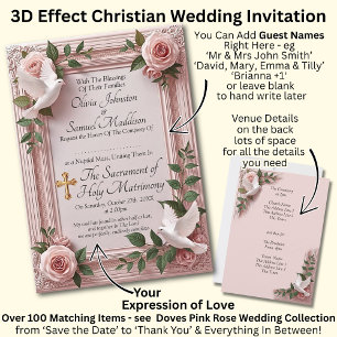 Invitation Noms des invités, roses roses chrétiennes et maria