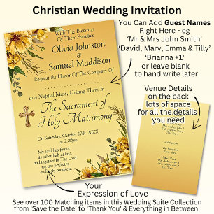 Invitation Noms d'hôtes, Golden Yellow Flowers Mariage Suite