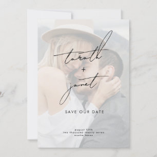 Invitation NOMS ÉLÉGANTS   2 Photo QR Code Enregistrer NOTRE 