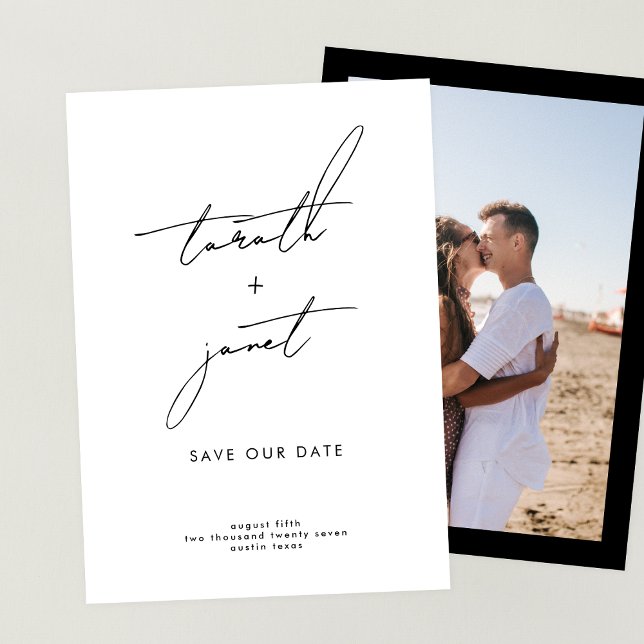 Invitation NOMS ÉLÉGANTS | 2 Photo QR Code Enregistrer NOTRE  (Créateur téléchargé)