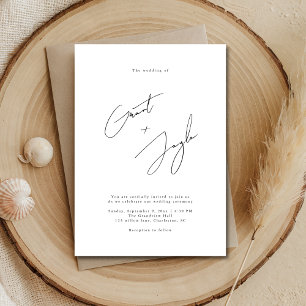 Invitation Noms élégants minimalistes de script Mariage noir