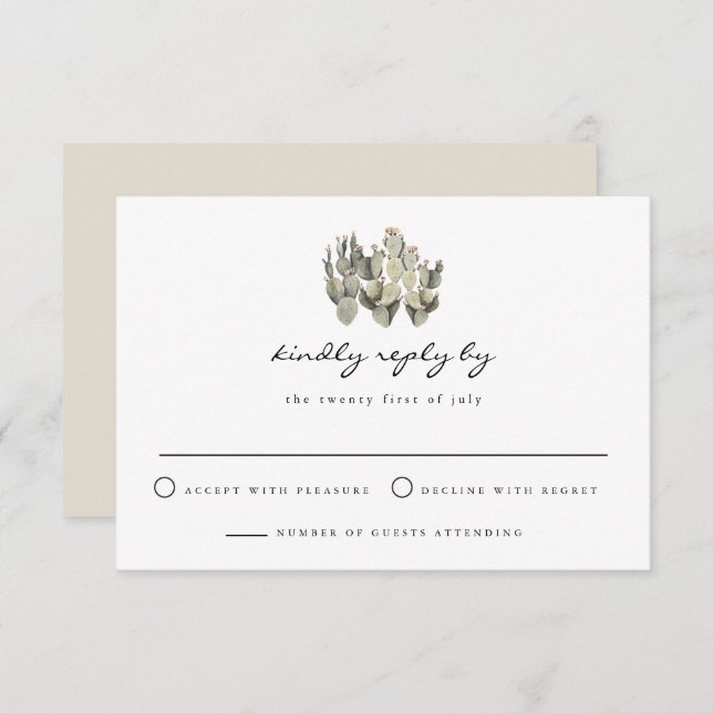 Invitation Norah - Prickly Pear Cactus Bohemian RSVP Card (Devant / Derrière)