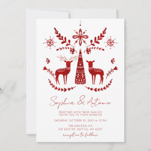 Invitation Nordic Buck and Doe Woodland Mariage d'hiver