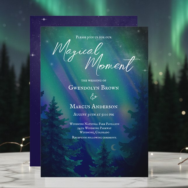 Invitation Northern Lights Forrest Magical Moment Wedding  (Créateur téléchargé)