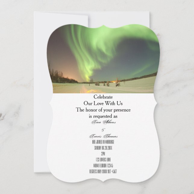 Invitation Northern Lights Menu Mariage Invités Mariage (Devant)