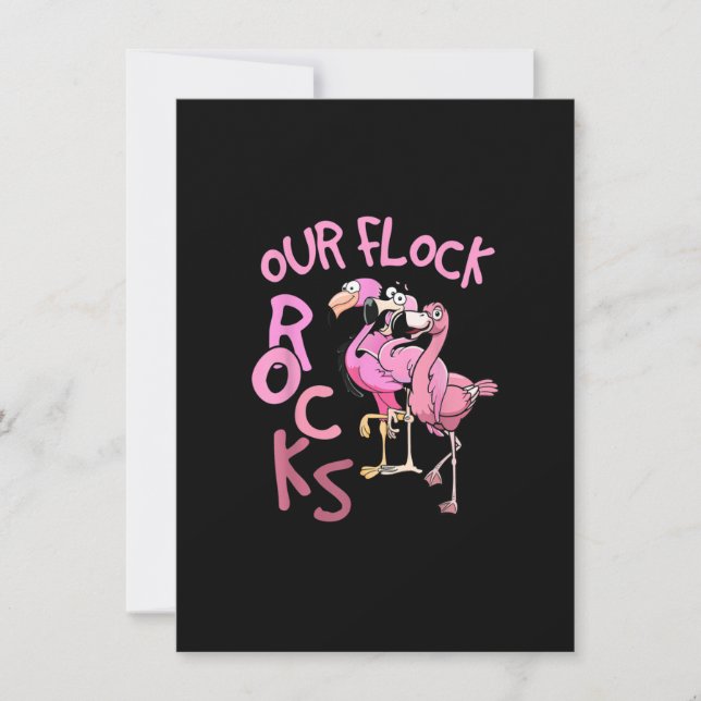 Invitation Nos Flock Rocks Flamant rose Correspondant Vacance (Devant)