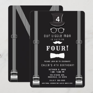Invitation Nos petits bretelles Hipster d'homme pour fête d'a