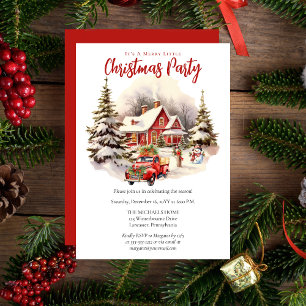 Invitation Nostalgale Vintage Camion Rouge Noël