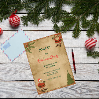 Invitation Nostalgic Vintage Retro Style Photo Christmas