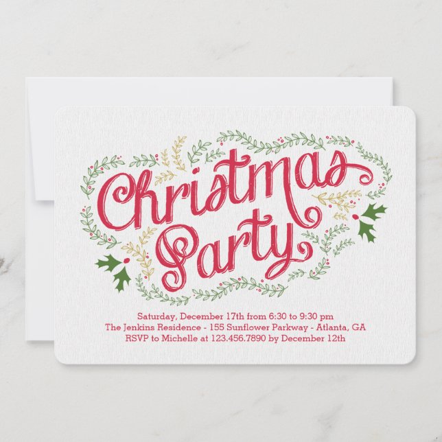 Invitation nostalgique à la fête de Noël (Devant)