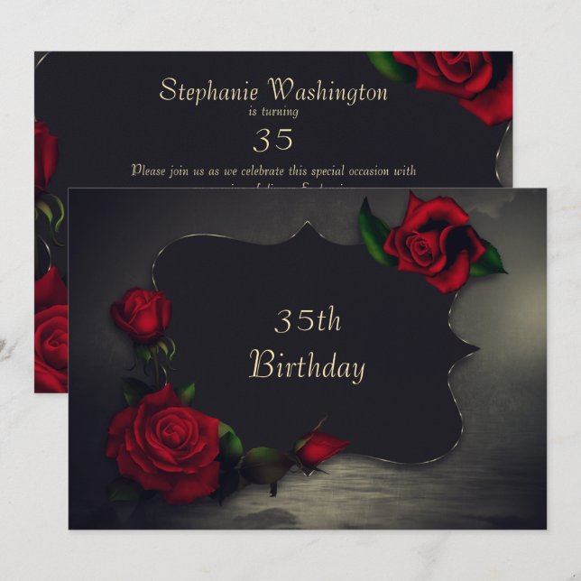 Invitation Nostalgique gothique Amour Anniversaire (Devant / Derrière)