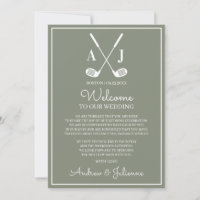 Note de bienvenue pour un mariage de golf vert sau