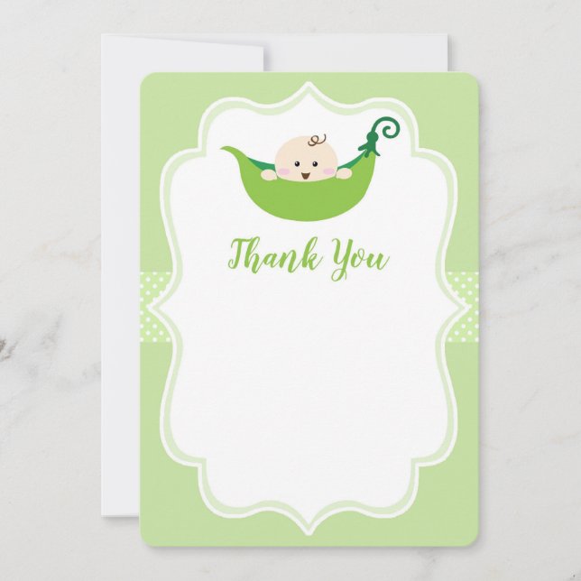 Invitation Note de Merci de vert de pois doux (Devant)