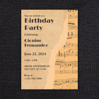 note de musique vintage anniversaire