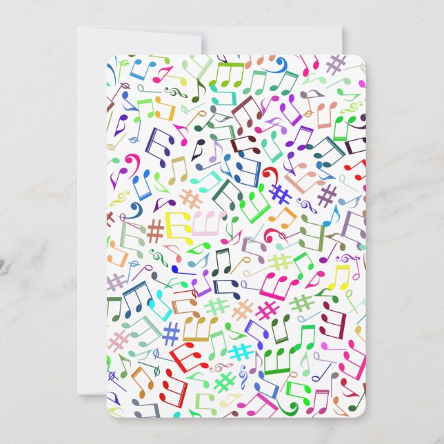 Invitation notes de musique arc-en-ciel rockstar (Devant)