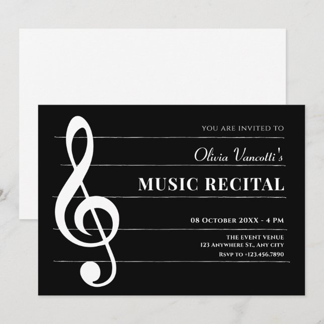 Invitation Notes de musique classique (Devant / Derrière)