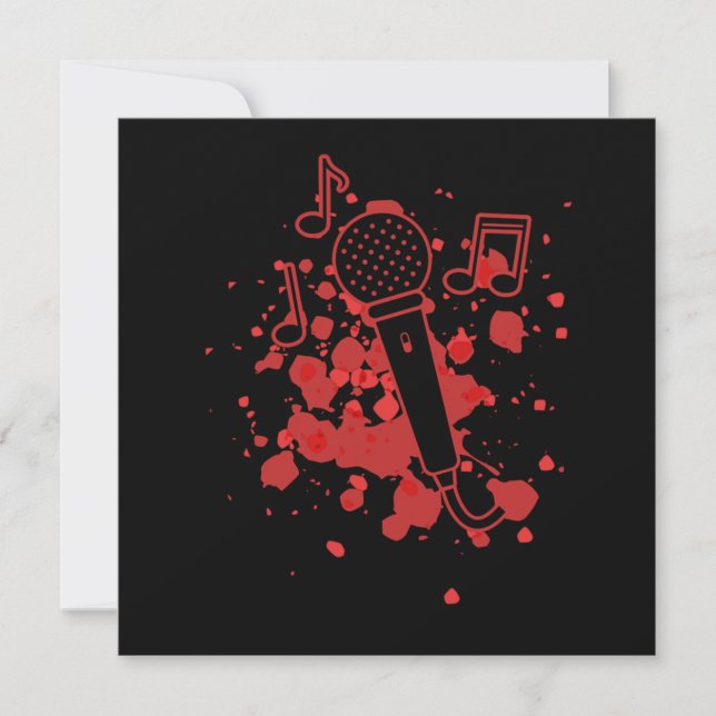 Invitation Notes de musique du microphone chantant le musicie (Devant)