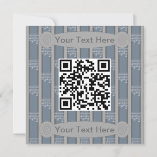 Invitation Notes de musique fantaisie et QR Code