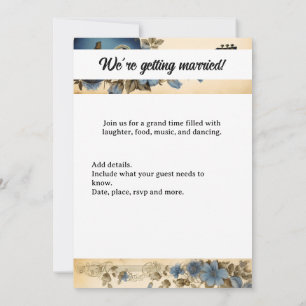 Invitation Notes de musique guitare Fleurs