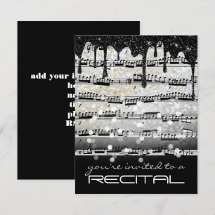 Invitation notes de musique récital noir et blanc