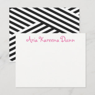 Invitation Notes de remerciement Noir Blanc et Rose