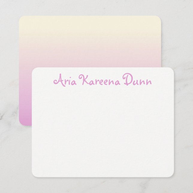 Invitation Notes de remerciement Ombre beige et rose (Devant / Derrière)