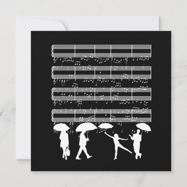Invitation Notes musicales de pluie Partition musicienne de p (Devant)