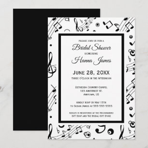 Invitation Notes musicales Fête des mariées de thème musical