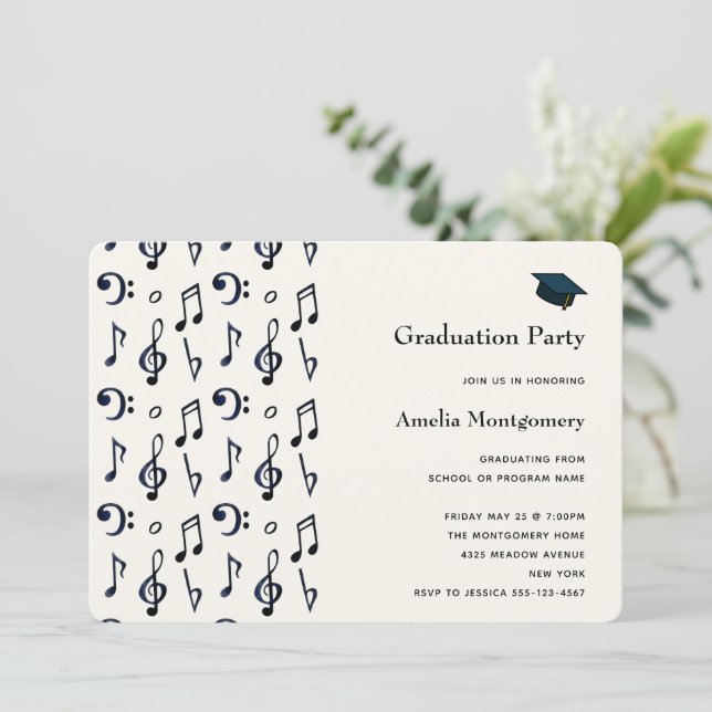 Invitation Notes musicales mignonnes Diplôme Motif (Debout devant)