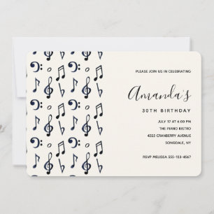 Invitation Notes musicales mignonnes Motif Anniversaire