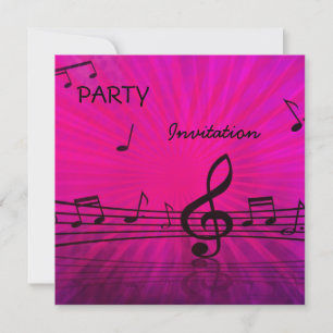 Invitation Notes musicales roses de la soirée d'invitation