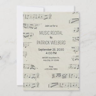 Invitation Notes musicales vintage