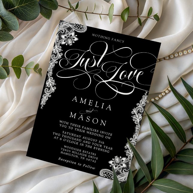 Invitation Nothing Fancy Just Love Black Lace Wedding (Nothing Fancy Just Love Black Lace Wedding Invitation)