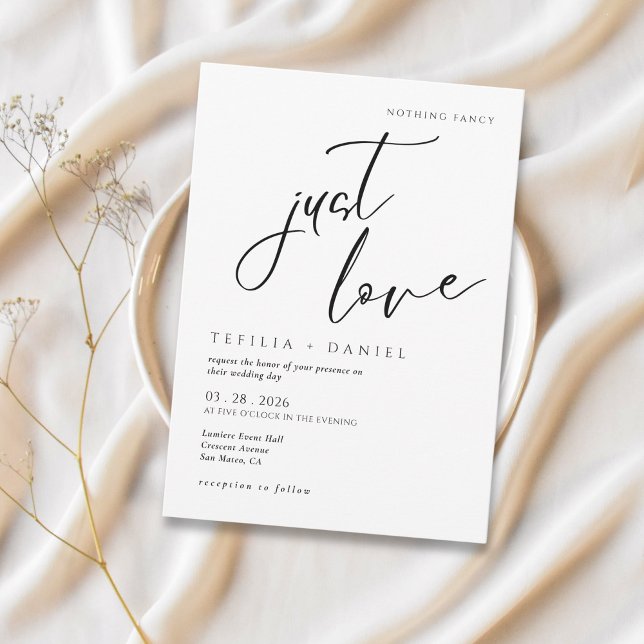 Invitation Nothing Fancy Just Love Minimalist Elegant wedding (Créateur téléchargé)