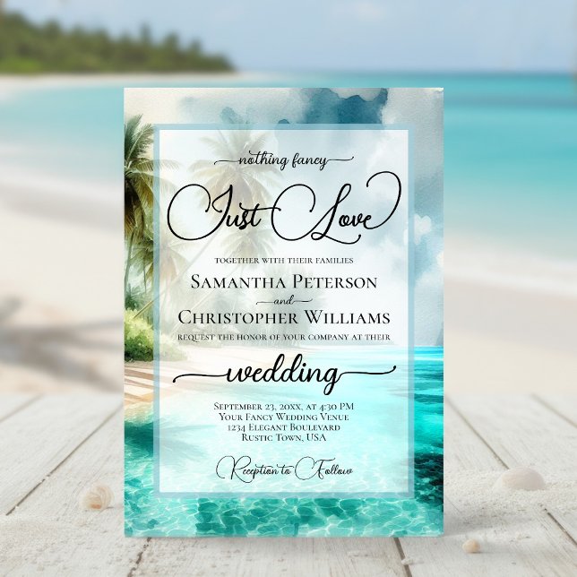 Invitation Nothing Fancy Just Love Tropical Beach Wedding (Créateur téléchargé)