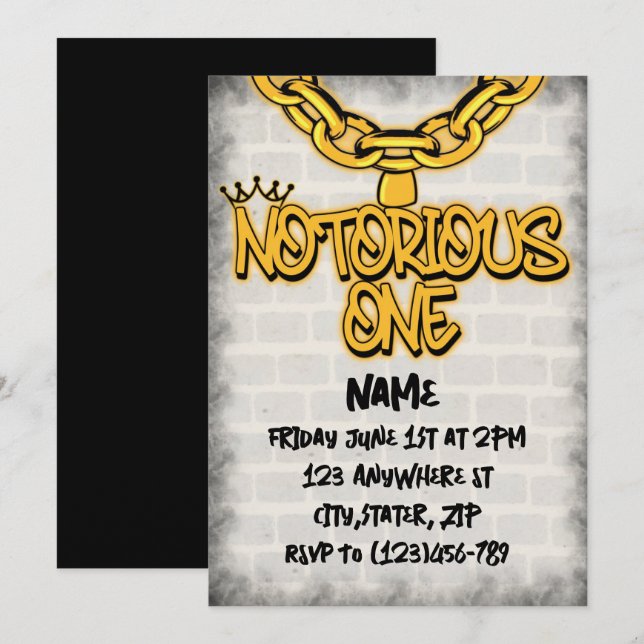 Invitation notoire d'un 1er anniversaire (Devant / Derrière)