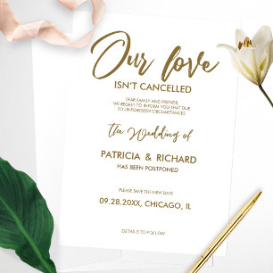 Invitation Notre amour n'est pas annulé Report du mariage