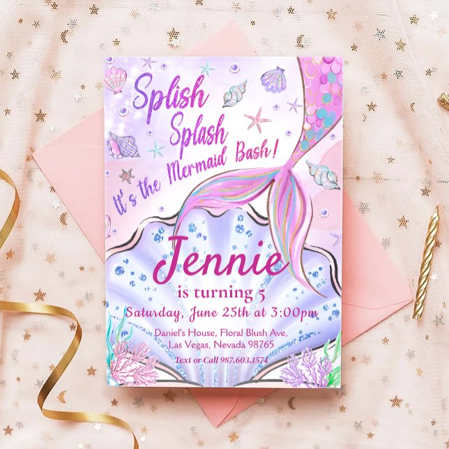 Invitation Notre Anniversaire De Sirène Sous La Fête De La Me (Créateur téléchargé)