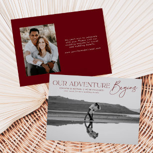 Invitation Notre aventure commence Fiançailles photo Faire-pa