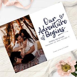 Invitation Notre aventure commence Photo de sauvegarde de dat