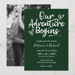 Invitation Notre aventure commence Rustique Mariage Vert