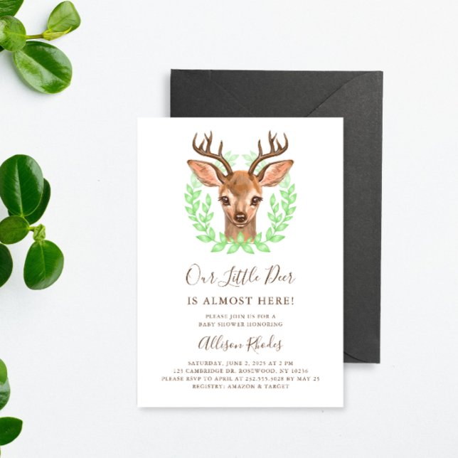 Invitation Notre Baby shower forestier de Little Deer (Créateur téléchargé)