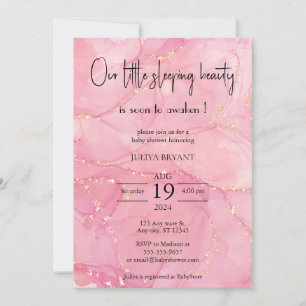 Invitation Notre baby shower rose beauté dormant