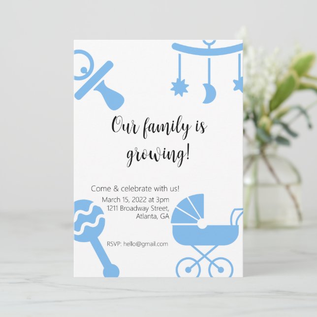 Invitation Notre famille grandit Baby shower (Debout devant)