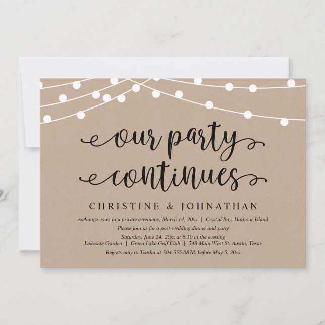 Invitation Notre fête continue, Mariage en fuite  (Devant)