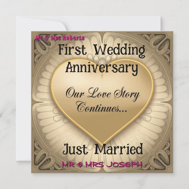 Invitation Notre histoire d'amour continue l'anniversaire du  (Devant)